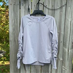Fabletics Women’s Gray Silver Athletics Ruched Long Sleeve Shirt M
